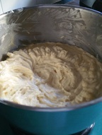 Mixing the custard cream