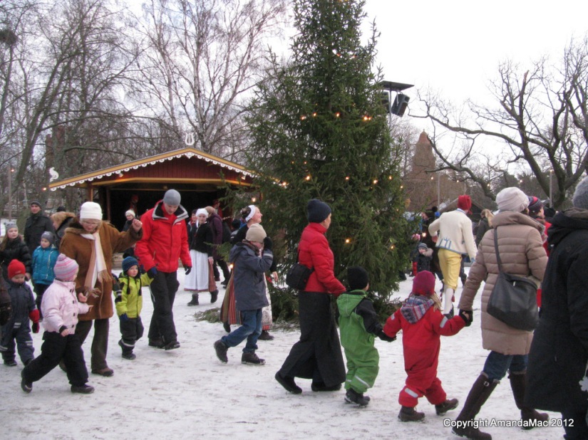 Dancing at Christmas time in Skansen museum, stockholm