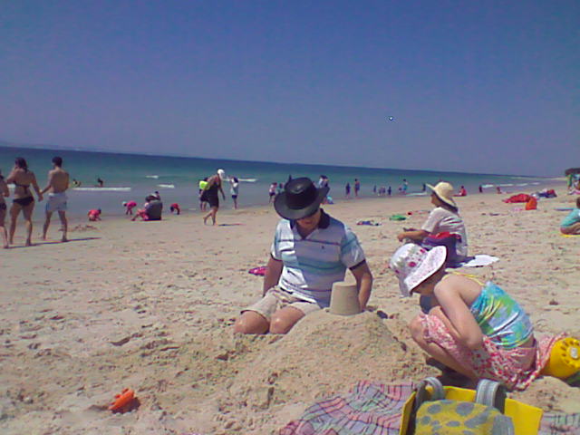 Bribie island beach australia children playing
